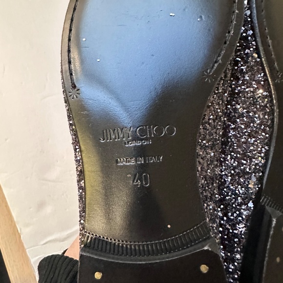 Jimmy Choo Men\'s Black Thame  Glitter Fabric Slipper, EU 40, US 8 main image 8